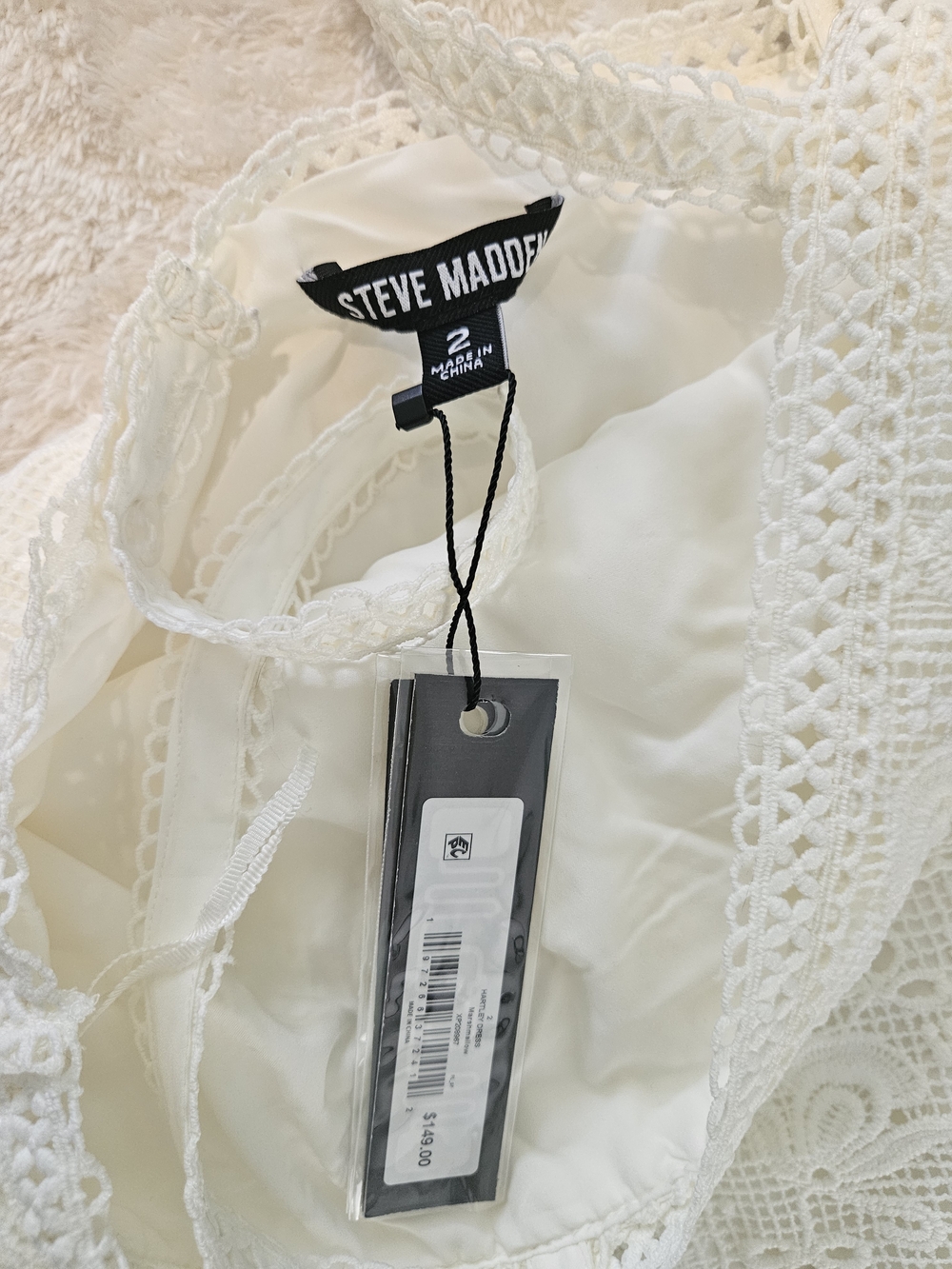 NWT Steve Madden Lace Cream Midi Dress Size 2 White Summer Vacation Feminine - Picture 4 of 9